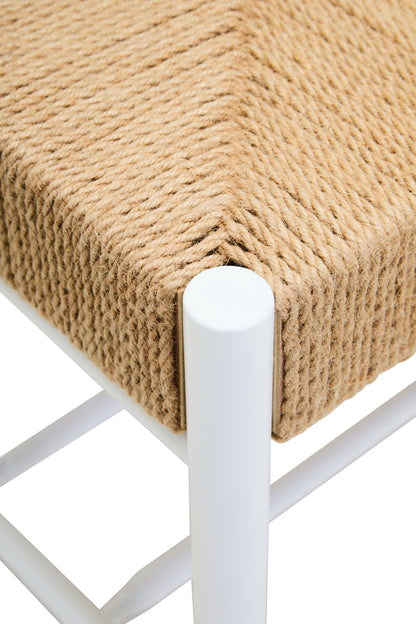 Bali Large Natural Rope and White Wood Bench