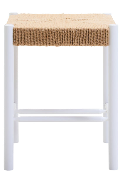 Bali Natural Rope and White Wood Low Stool