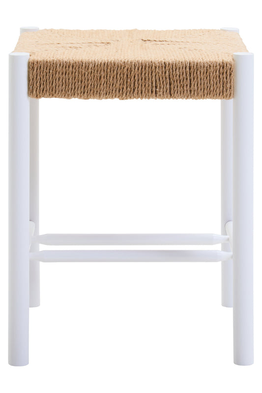 Bali Natural Rope and White Wood Low Stool