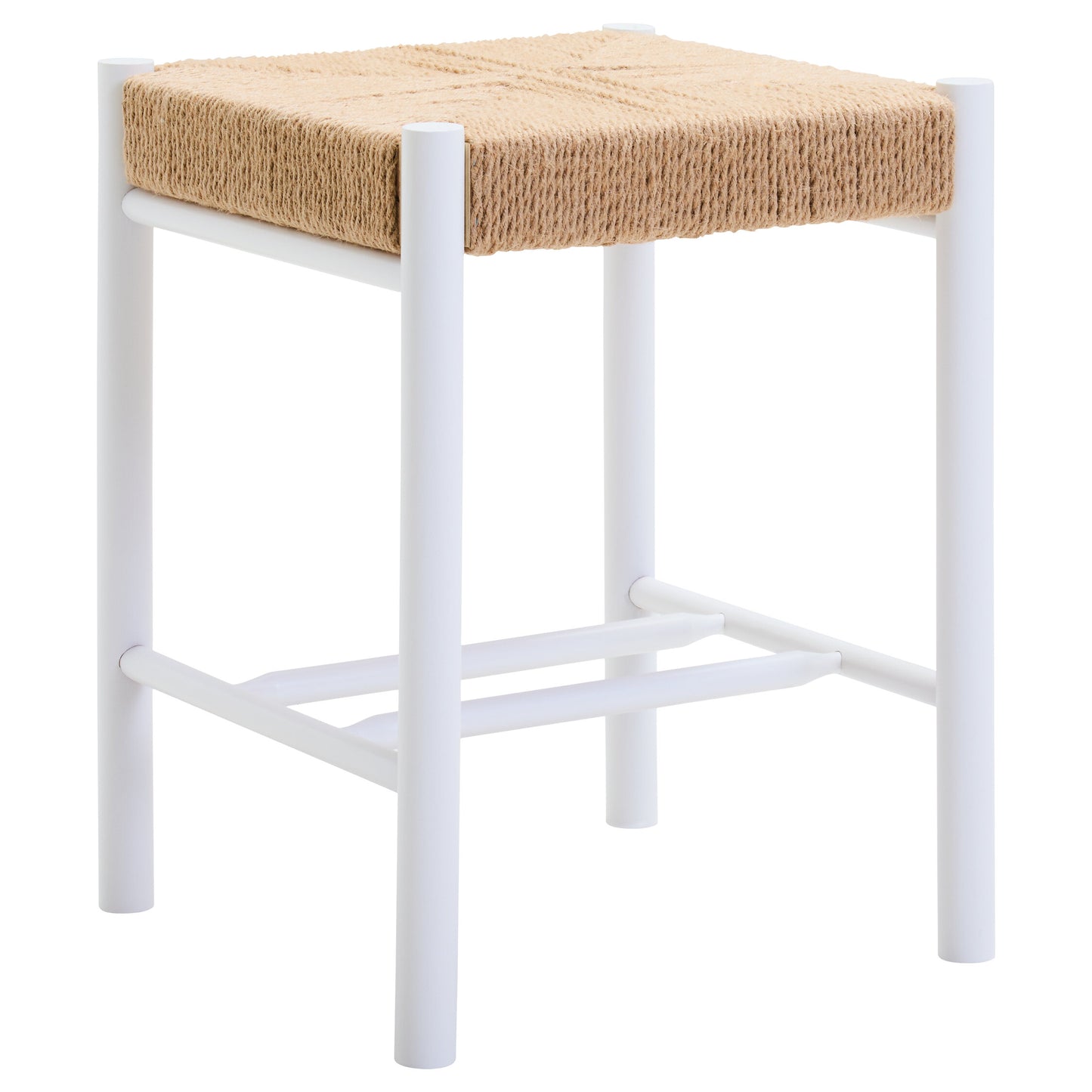 Bali Natural Rope and White Wood Low Stool