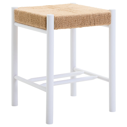 Bali Natural Rope and White Wood Low Stool