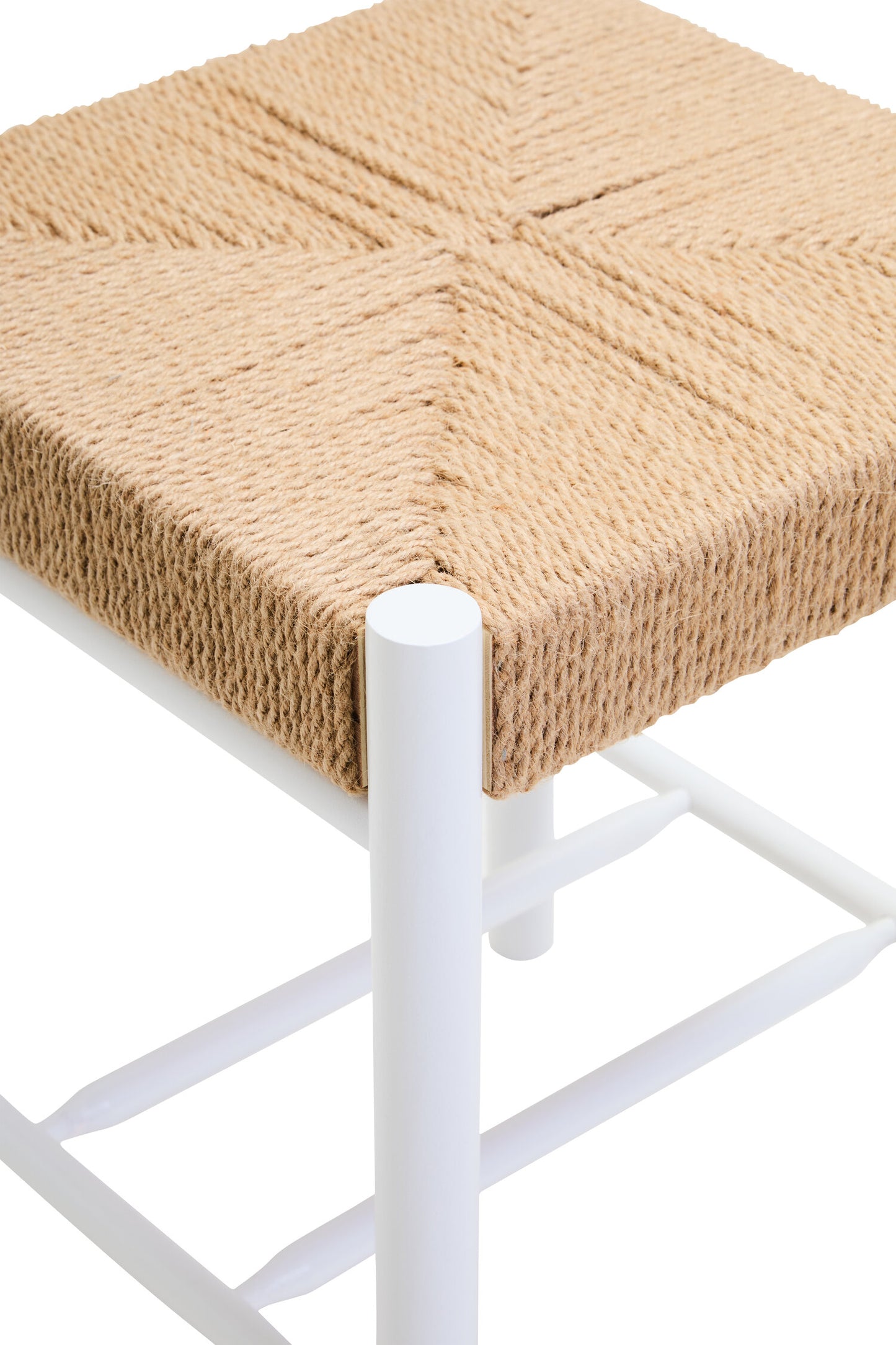 Bali Natural Rope and White Wood Low Stool