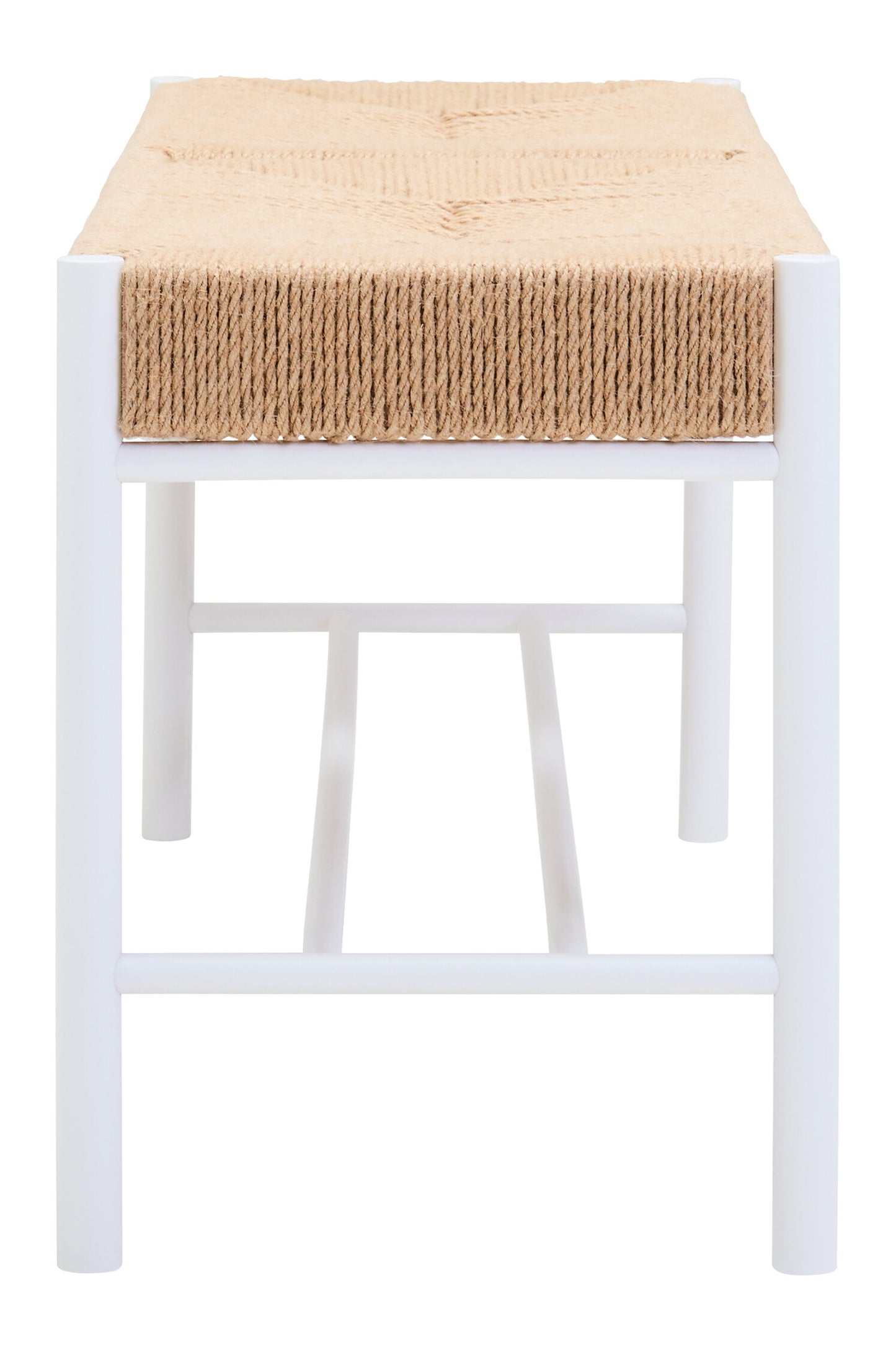 Bali Large Natural Rope and White Wood Bench