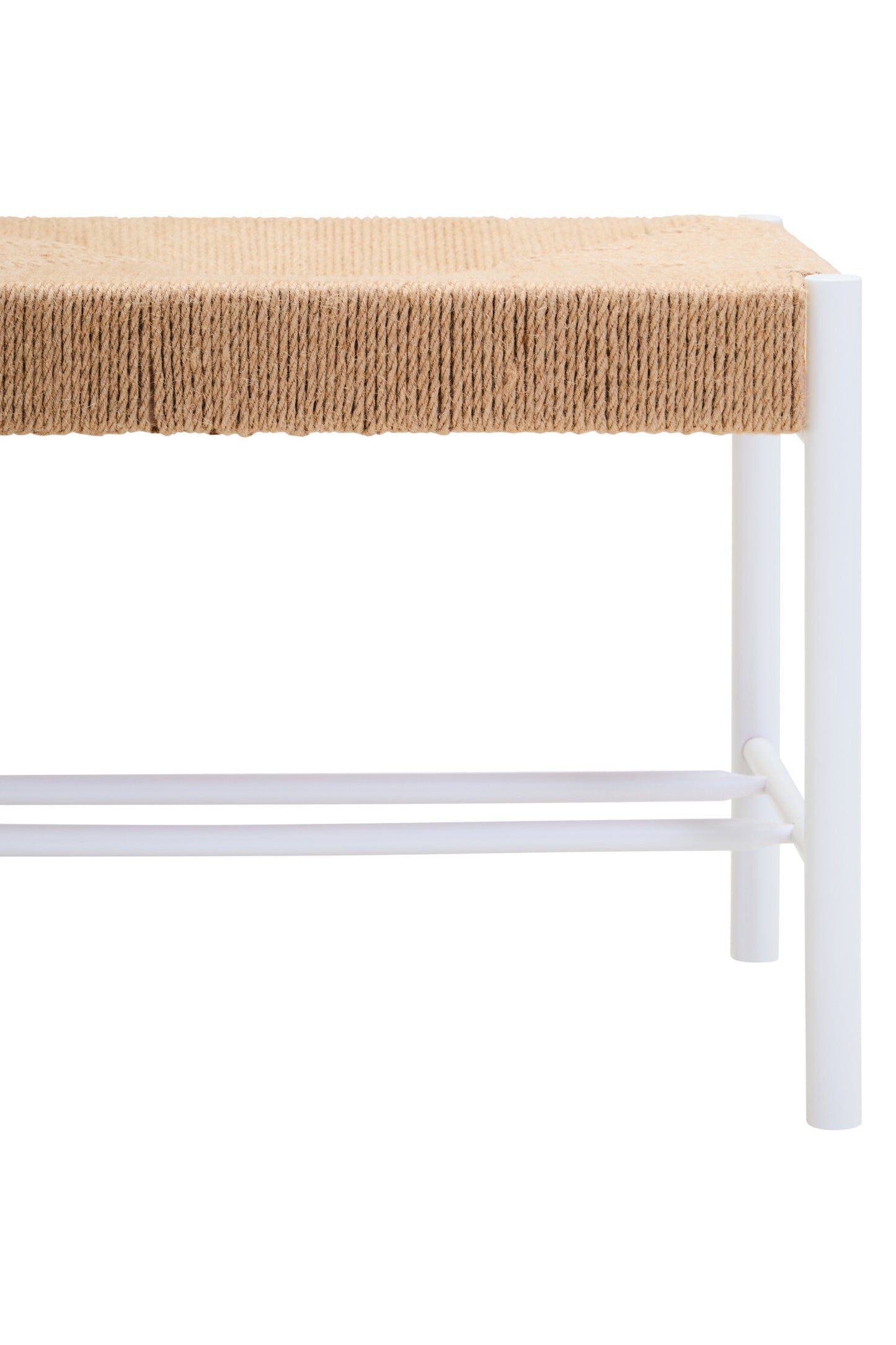 Bali Large Natural Rope and White Wood Bench