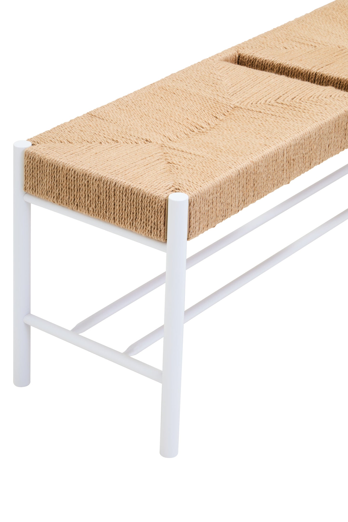 Bali Large Natural Rope and White Wood Bench