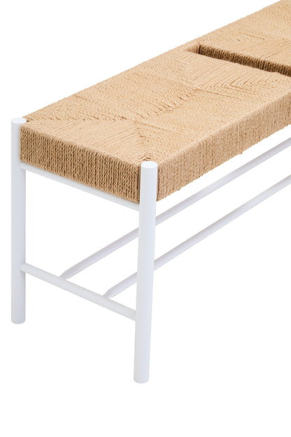 Bali Large Natural Rope and White Wood Bench