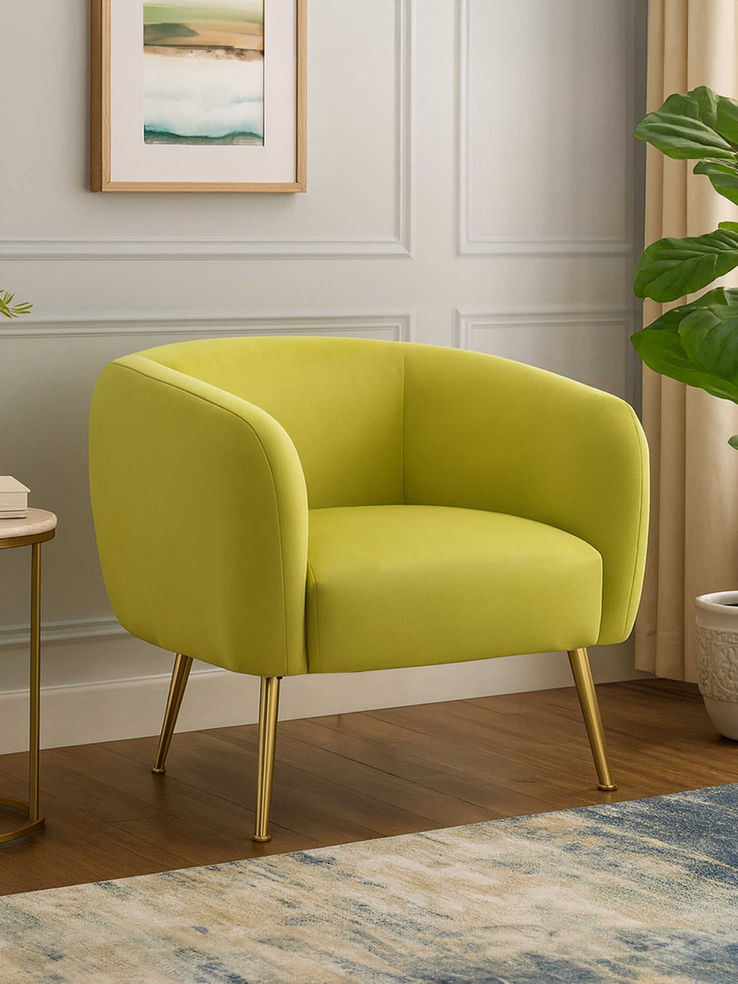 Jasmine Olive Velvet Gold Leg Armchair