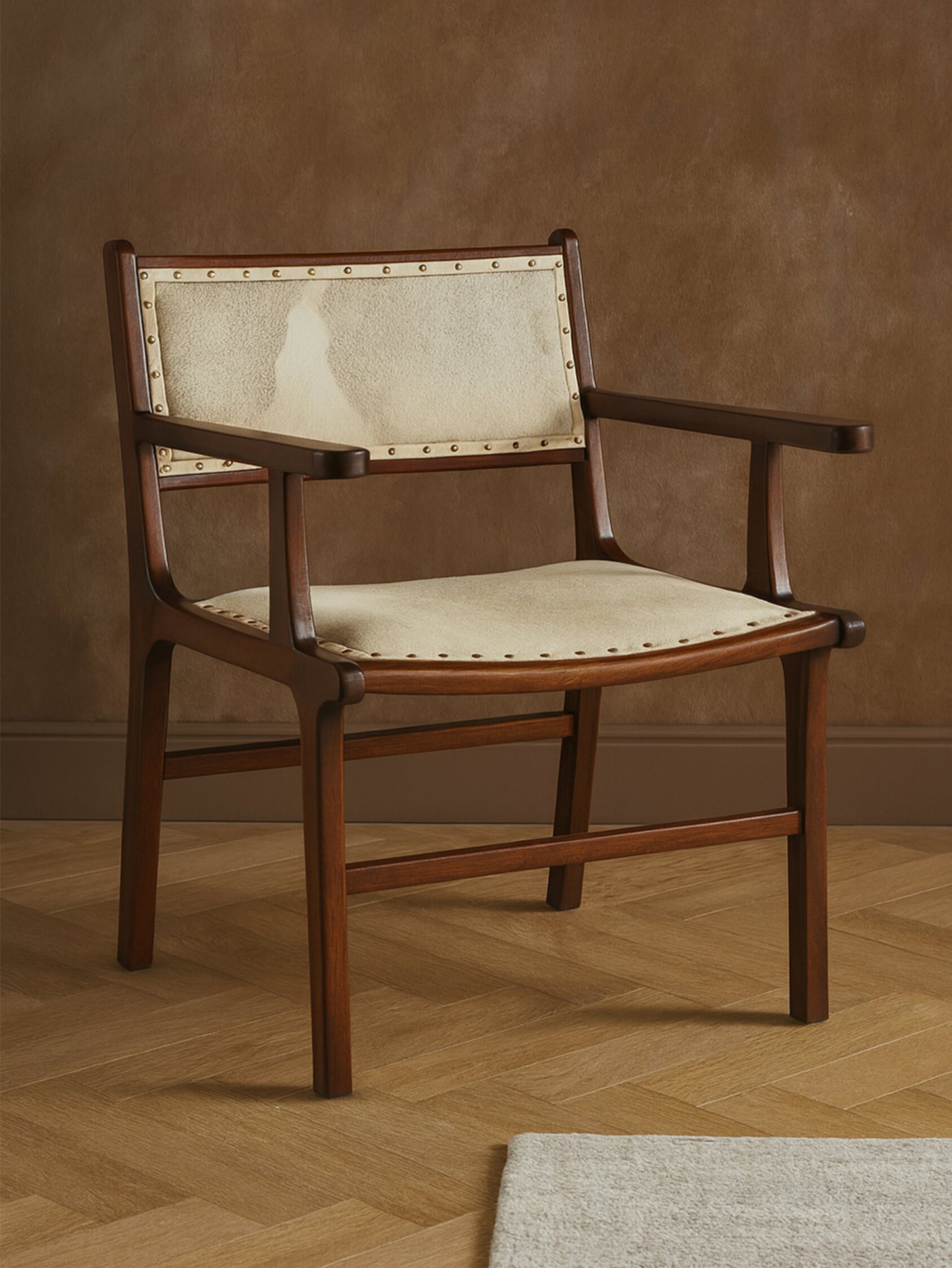 Nepal Leather and Teak Wood Dining Chair