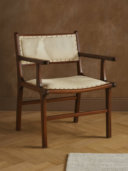 Nepal Leather and Teak Wood Dining Chair