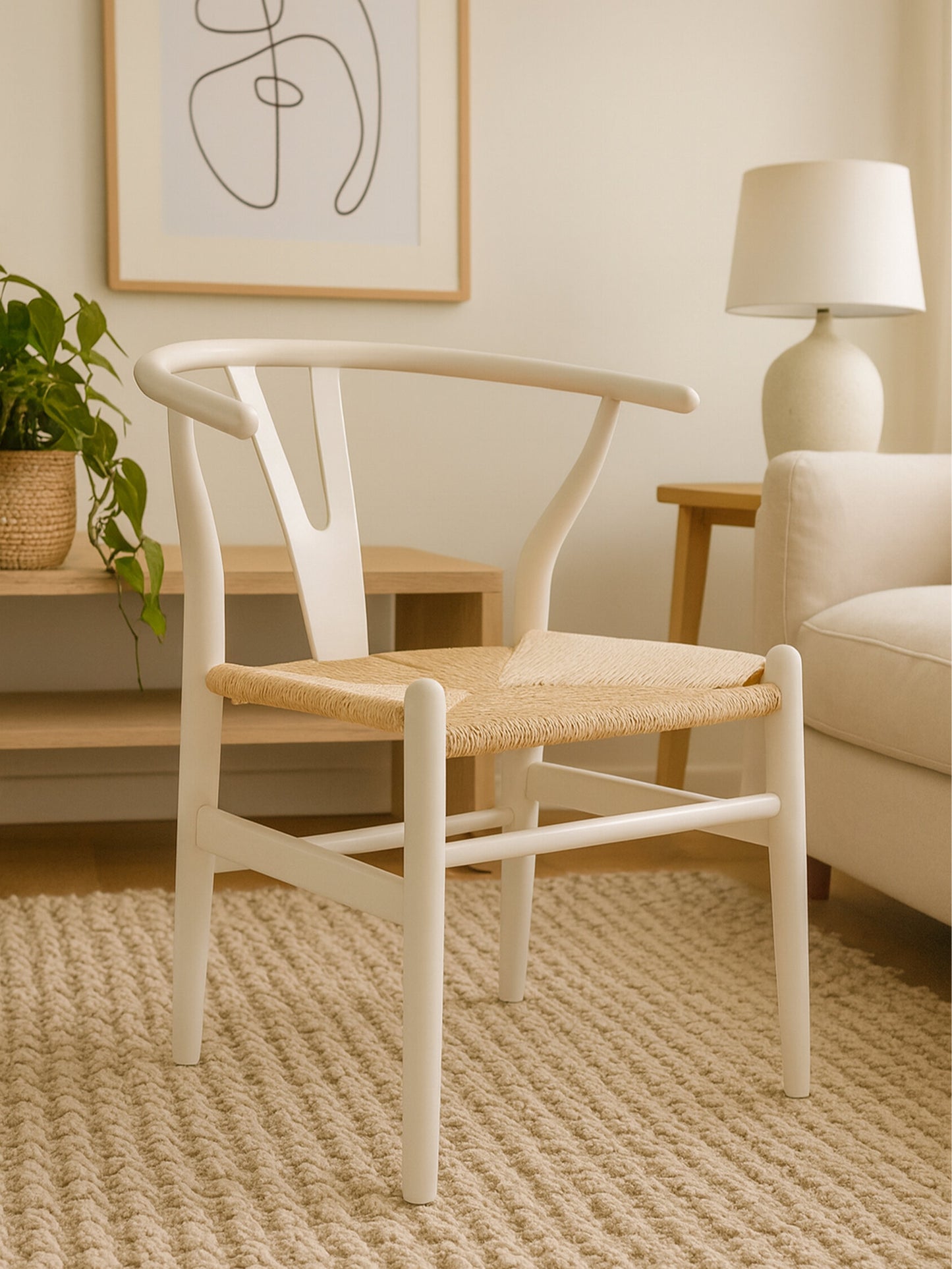 Austin Coastal Wishbone Antique White Dining Chair