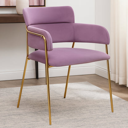 Lorena Pink Velvet Gold Leg Dining Chair
