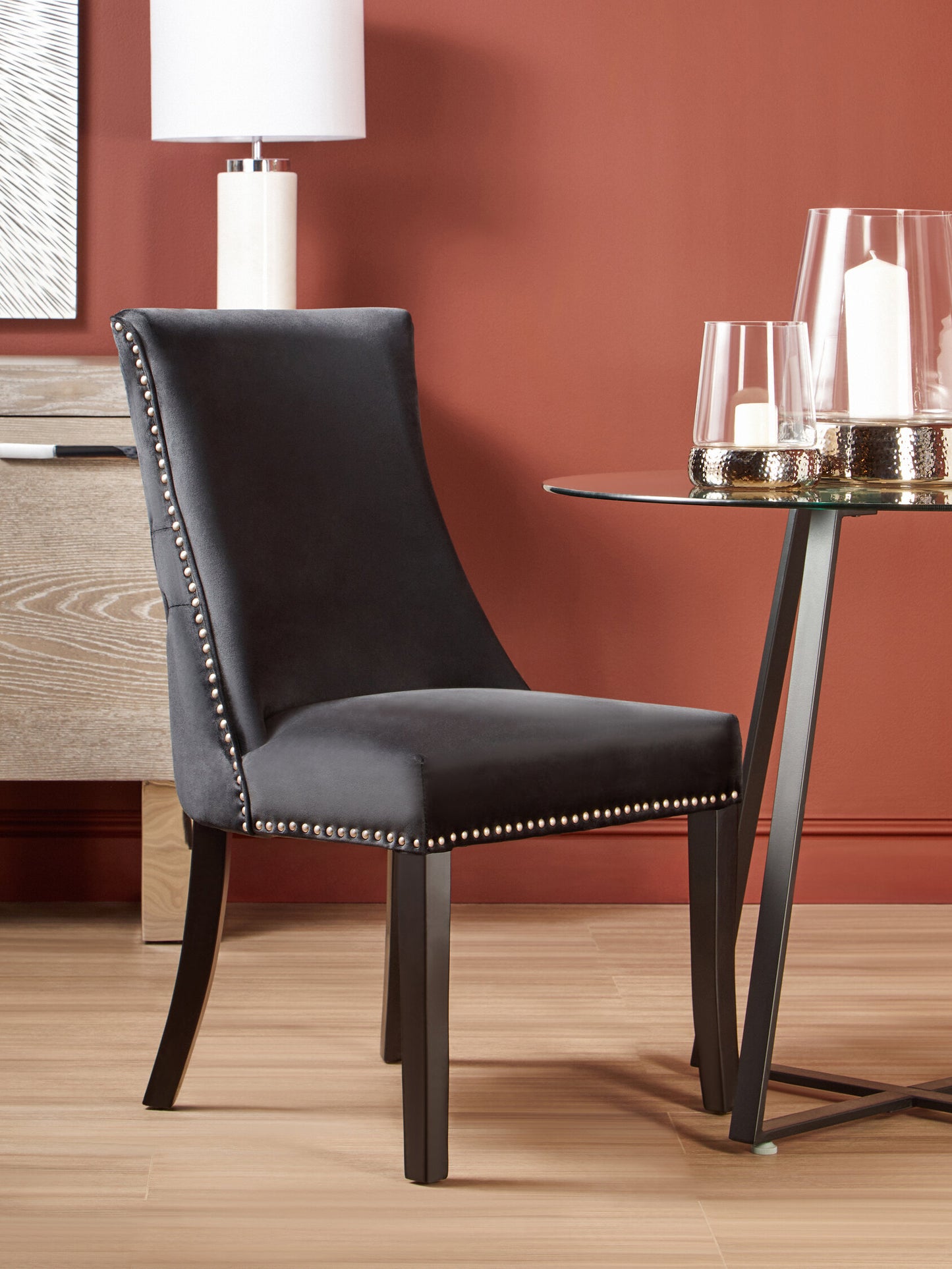Davenport Luxe Black Velvet Dining Chair