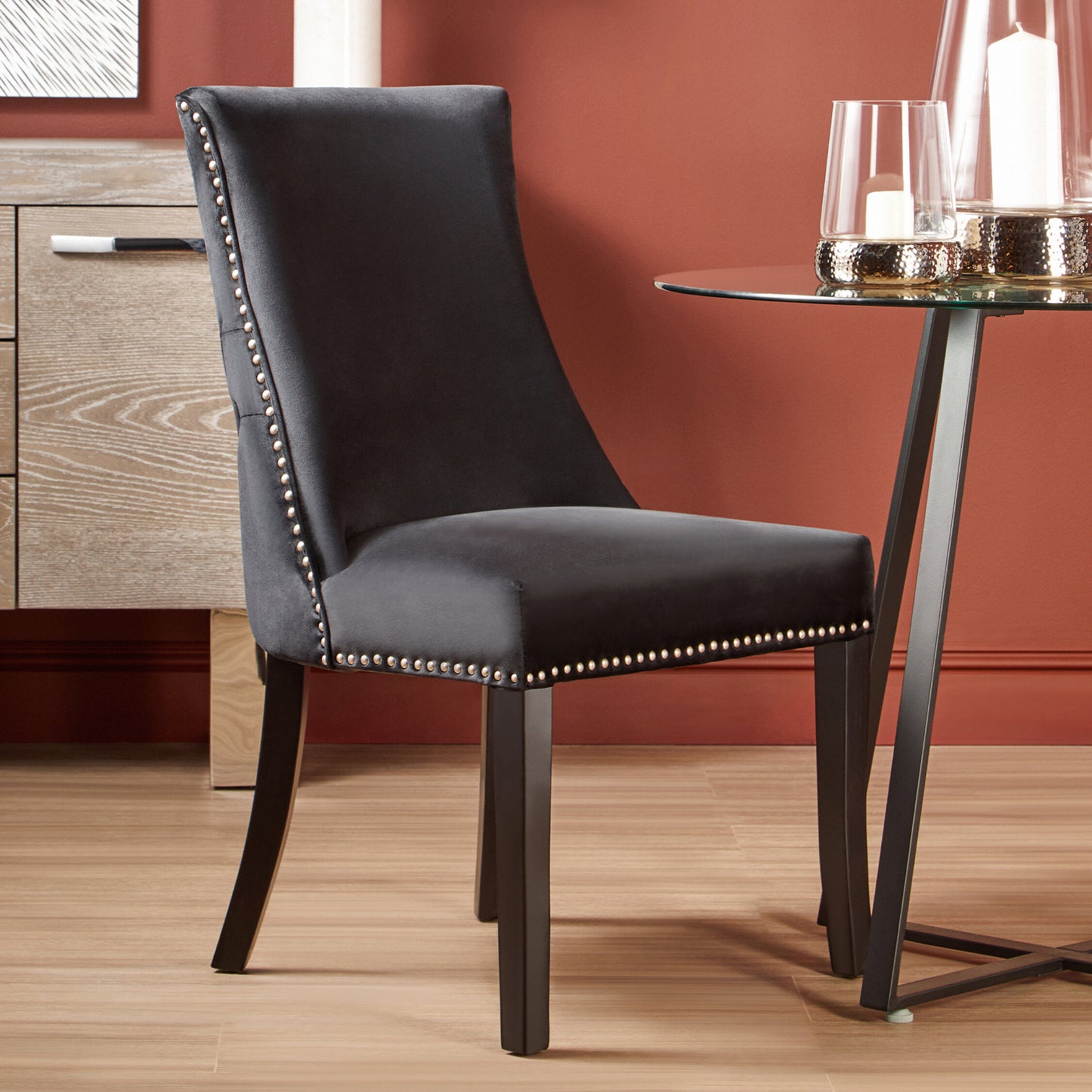Davenport Luxe Black Velvet Dining Chair