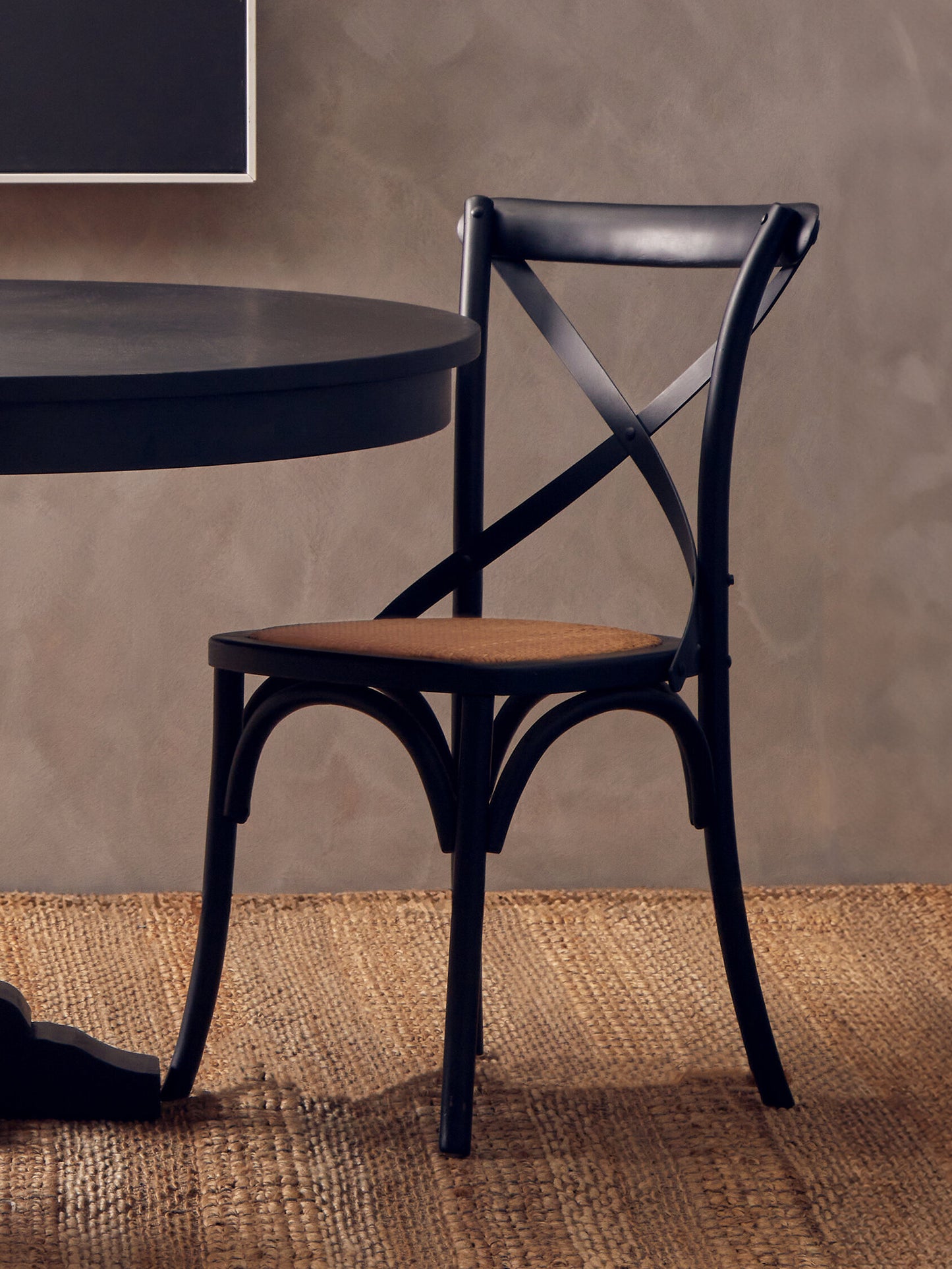 Farmhouse Oak Wood and Rattan Dining Chair