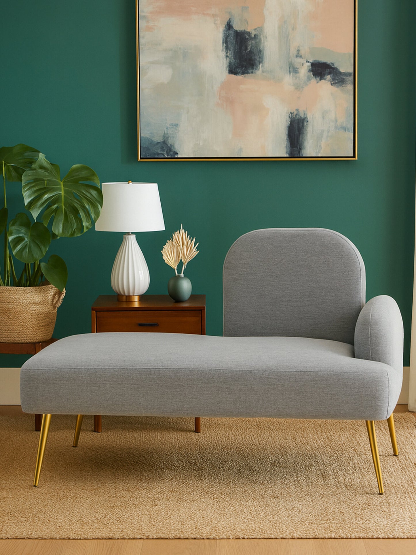 Cleopatra Grey Right Hand Modern Chaise Longue