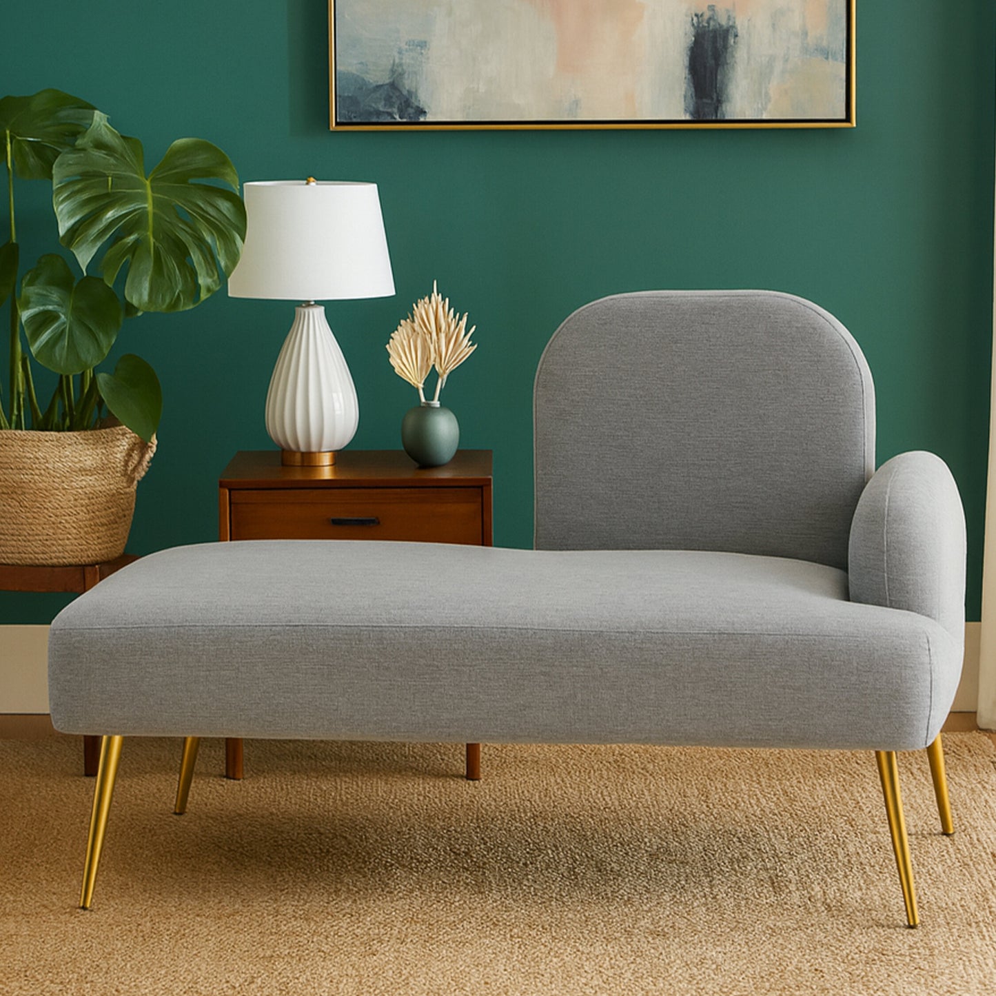 Cleopatra Grey Right Hand Modern Chaise Longue