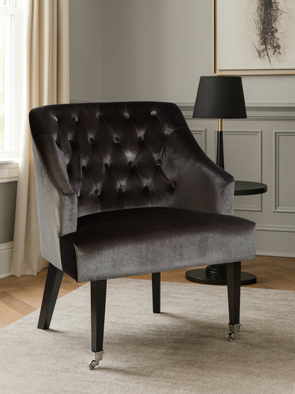 Charles Luxe Grey Velvet Button-Back Armchair