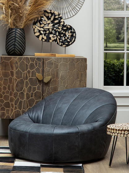Brandon Black Leather Lounge Cocoon Chair