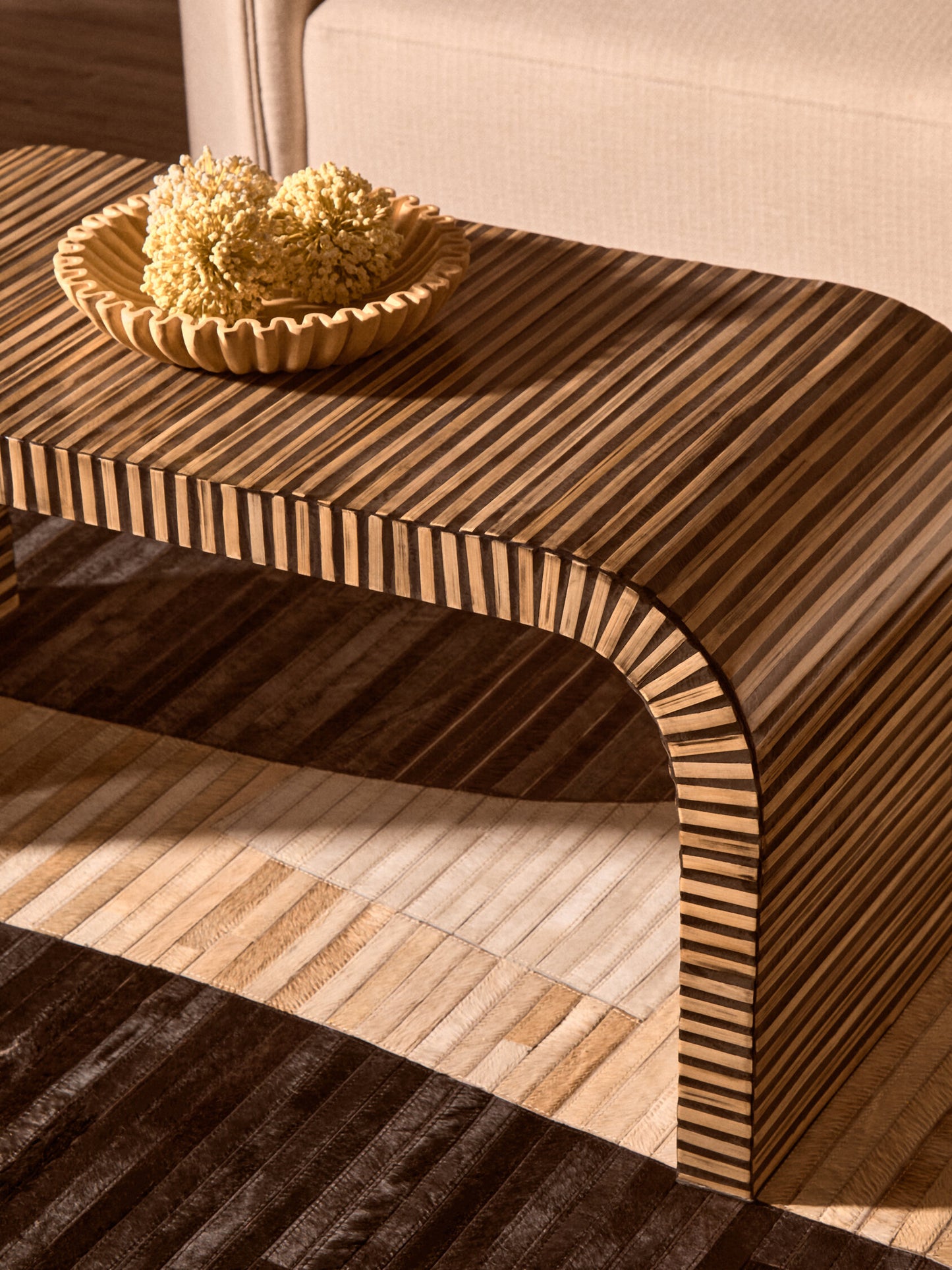 Argentina Bamboo Inlay Curved Coffee Table