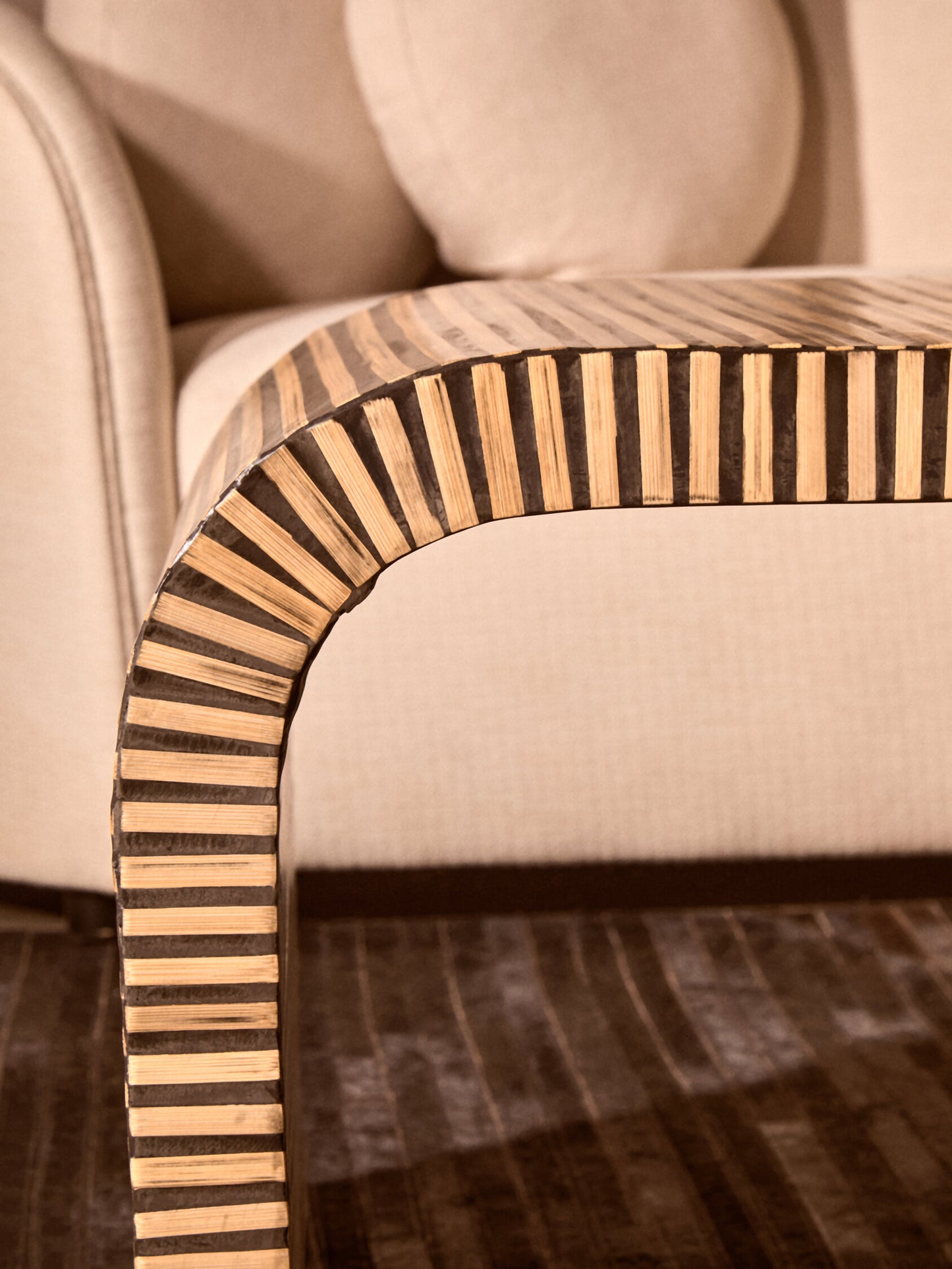 Argentina Bamboo Inlay Curved Coffee Table