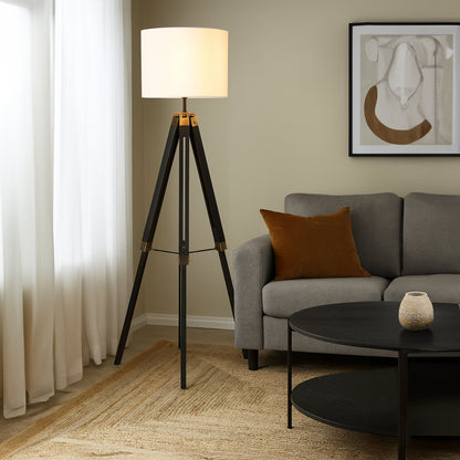 Campaign Tripod Floor Lamp With Black Base
