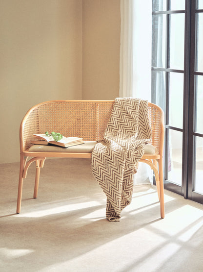 Fiji Natural Cane and Beech Wood Bench Seat with Backrest