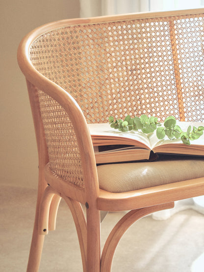 Fiji Natural Cane and Beech Wood Bench Seat with Backrest