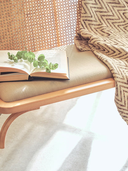Fiji Natural Cane and Beech Wood Bench Seat with Backrest