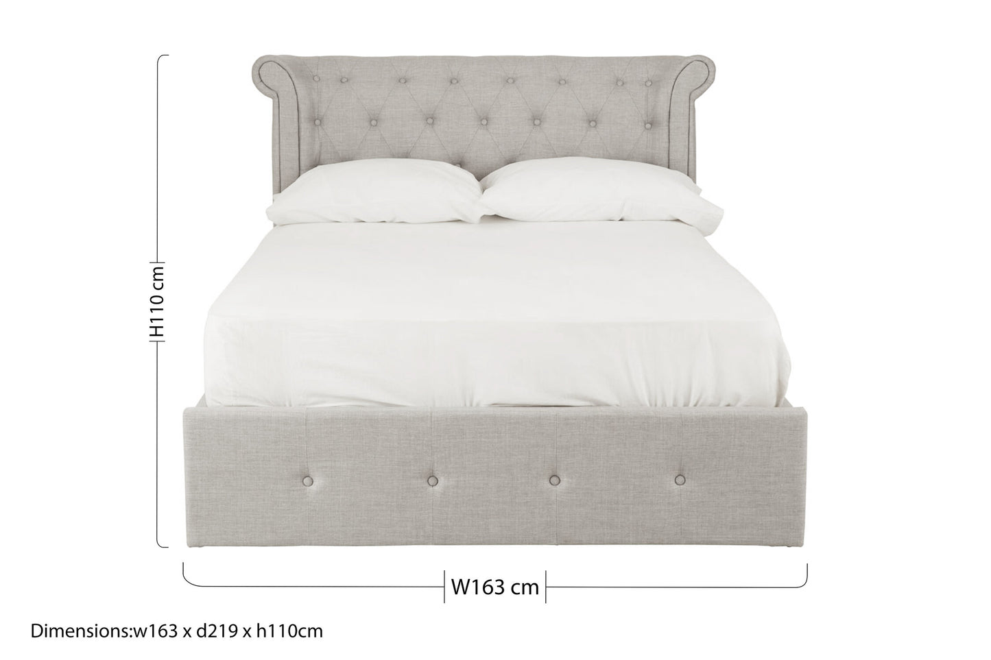 Enola Light Grey Double Ottoman Bed