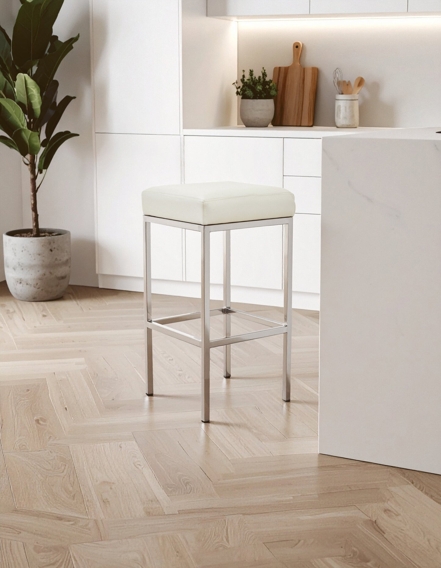 Grosvenor White And Chrome Finish Bar Stool