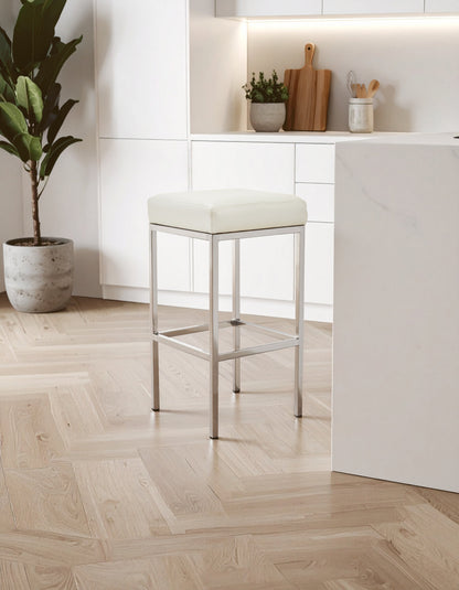 Grosvenor White And Chrome Finish Bar Stool