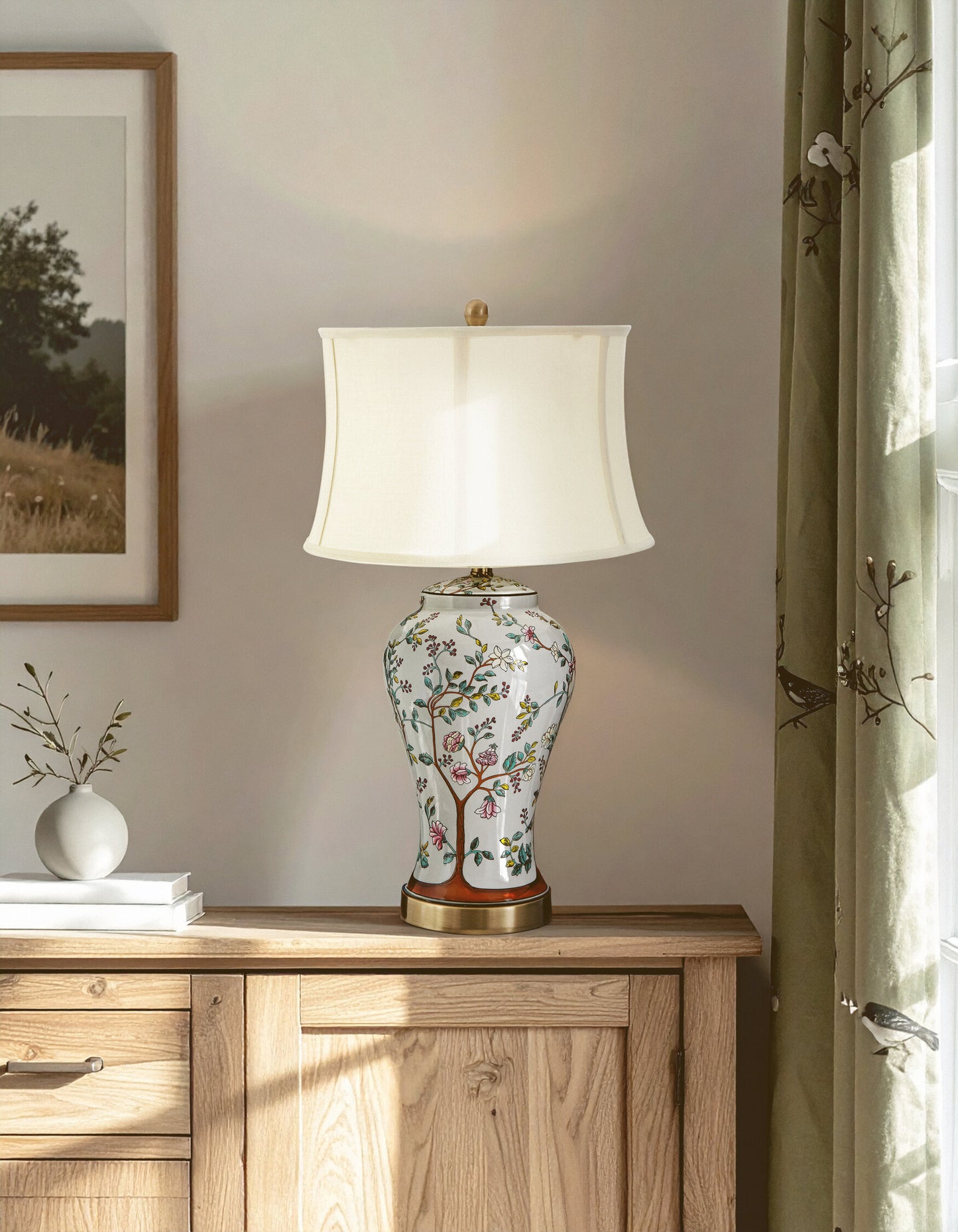 Garden Cream Shade Copper Detail Table Lamp