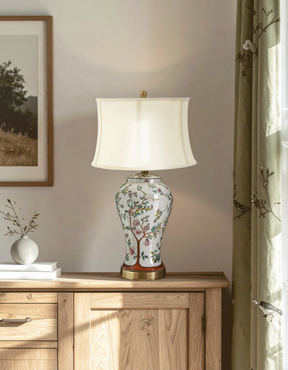 Garden Cream Shade Copper Detail Table Lamp