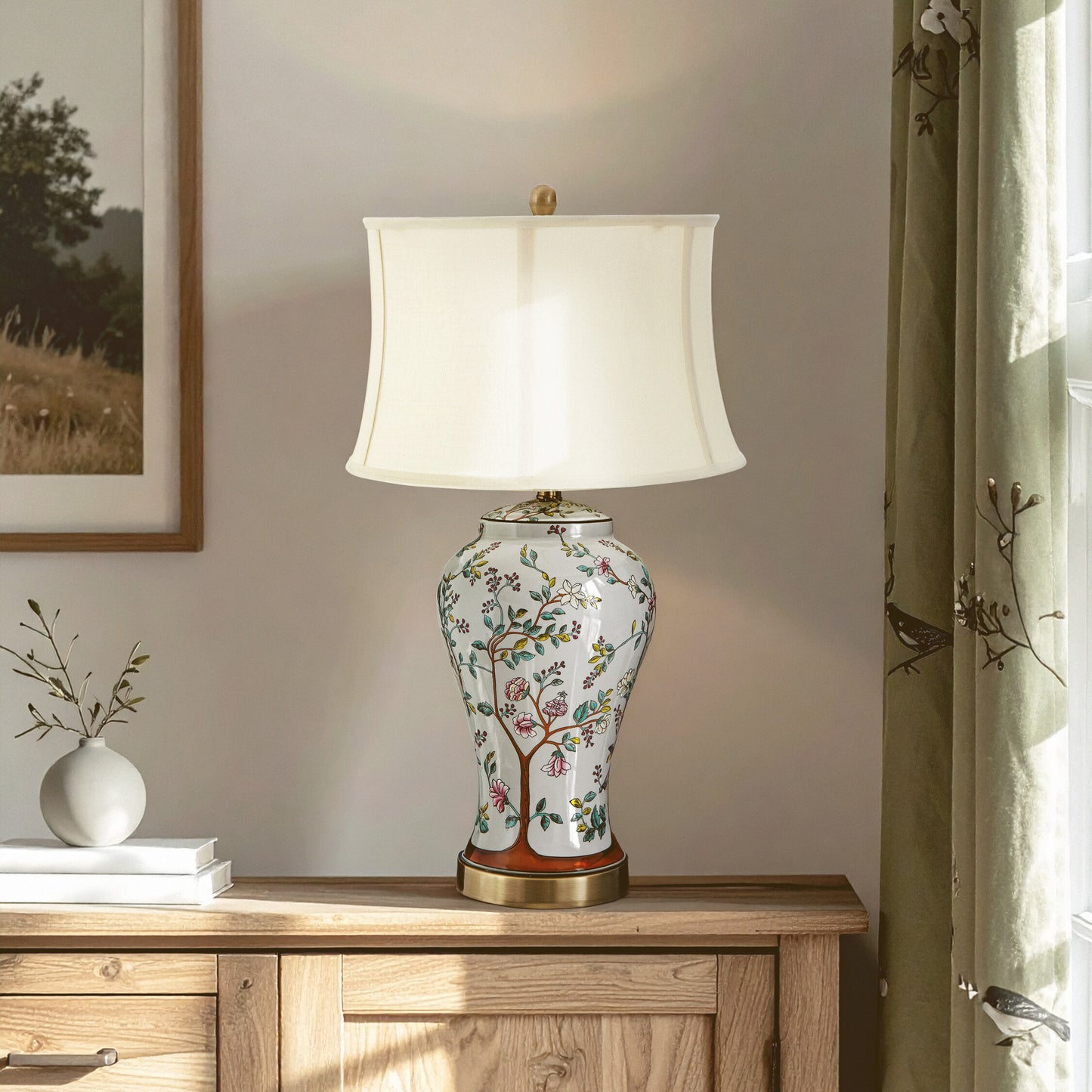 Garden Cream Shade Copper Detail Table Lamp