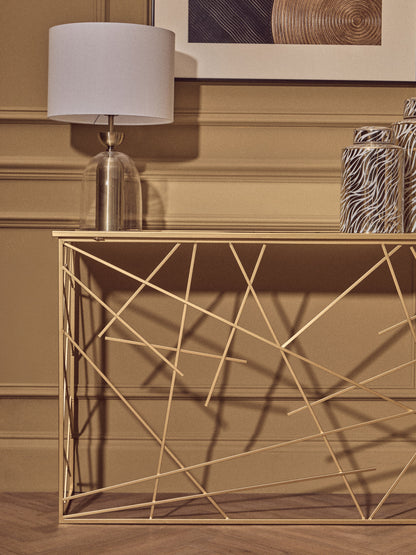 Dubai Industrial Gold Console Table with Mirror Top