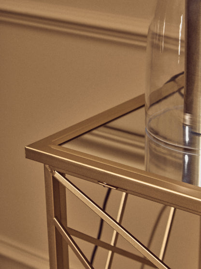 Dubai Industrial Gold Console Table with Mirror Top