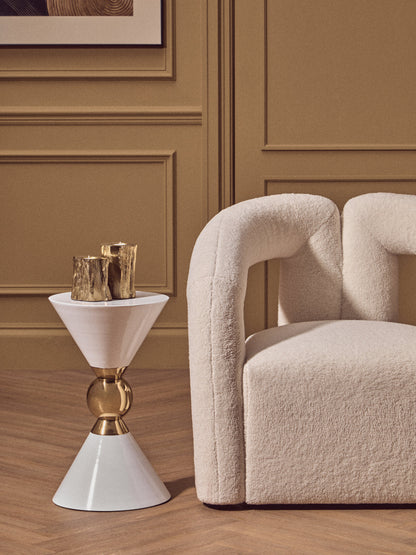 Angelique White And Gold Finish Side Table