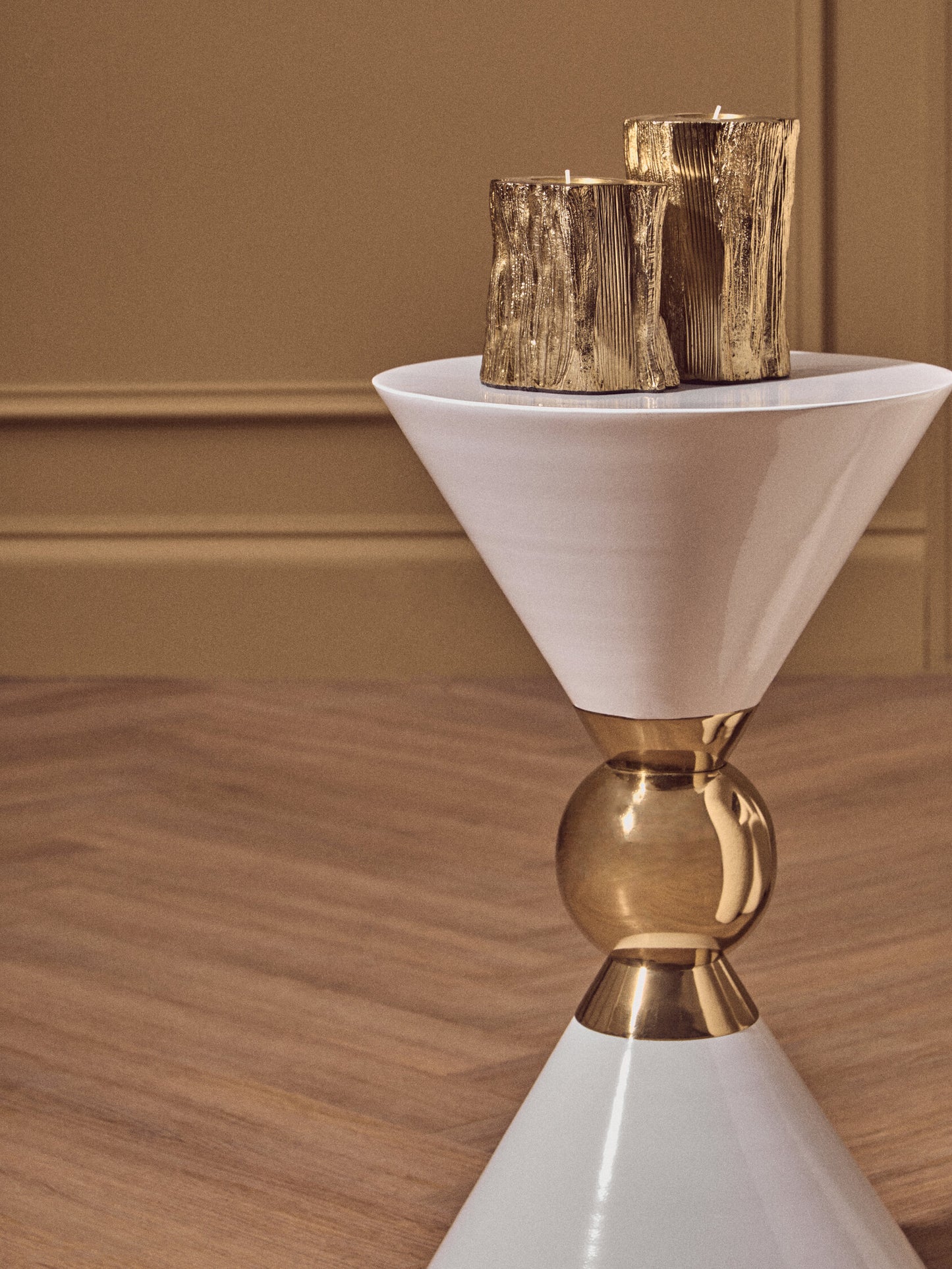 Angelique White And Gold Finish Side Table