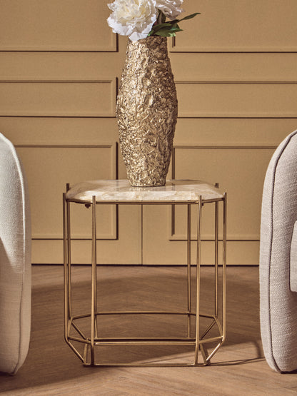 Dorchester White Quartz Gold Side Table