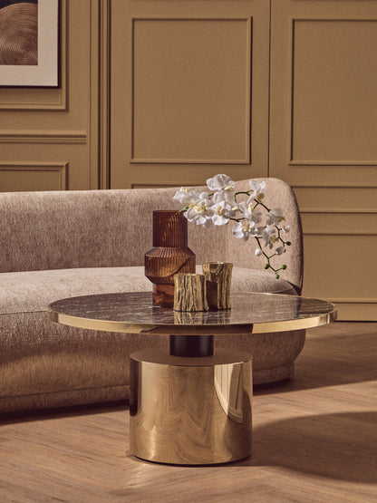 Mia Black Marble Effect Gold Base Coffee Table