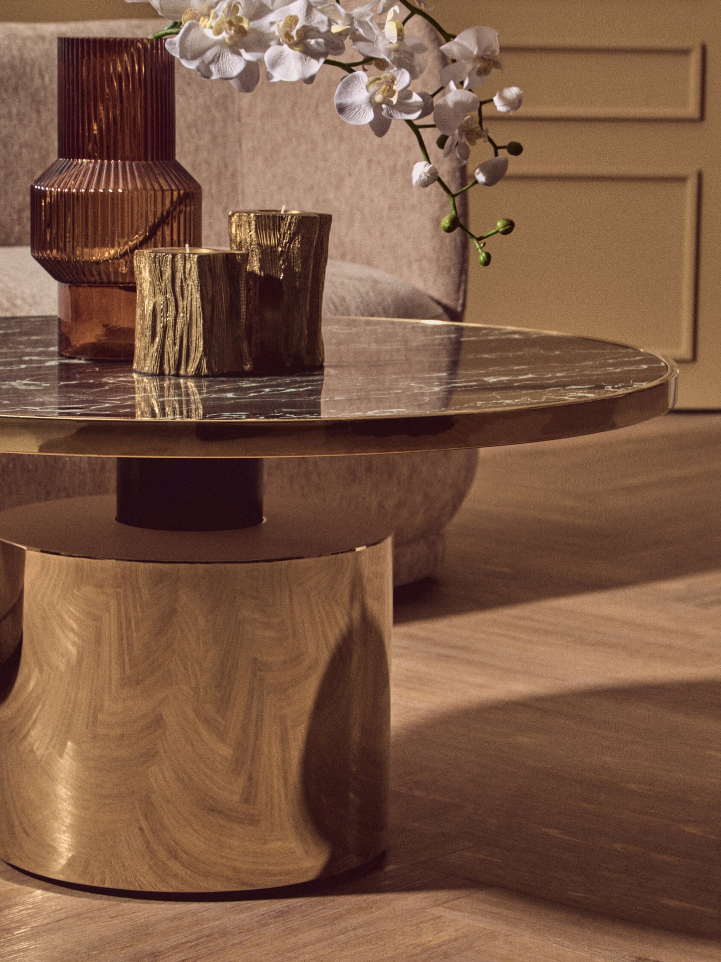 Mia Black Marble Effect Gold Base Coffee Table