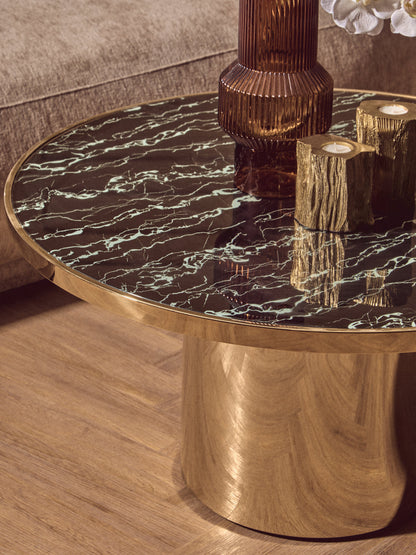 Mia Black Marble Effect Gold Base Coffee Table