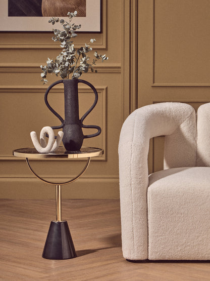 Mia Black Glass and Marble Base Side Table