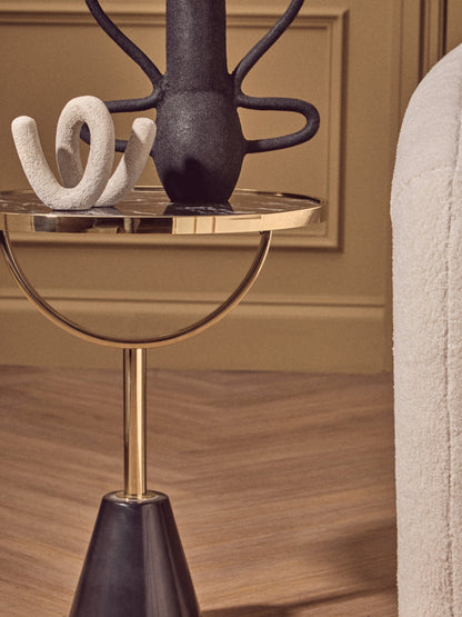 Mia Black Glass and Marble Base Side Table