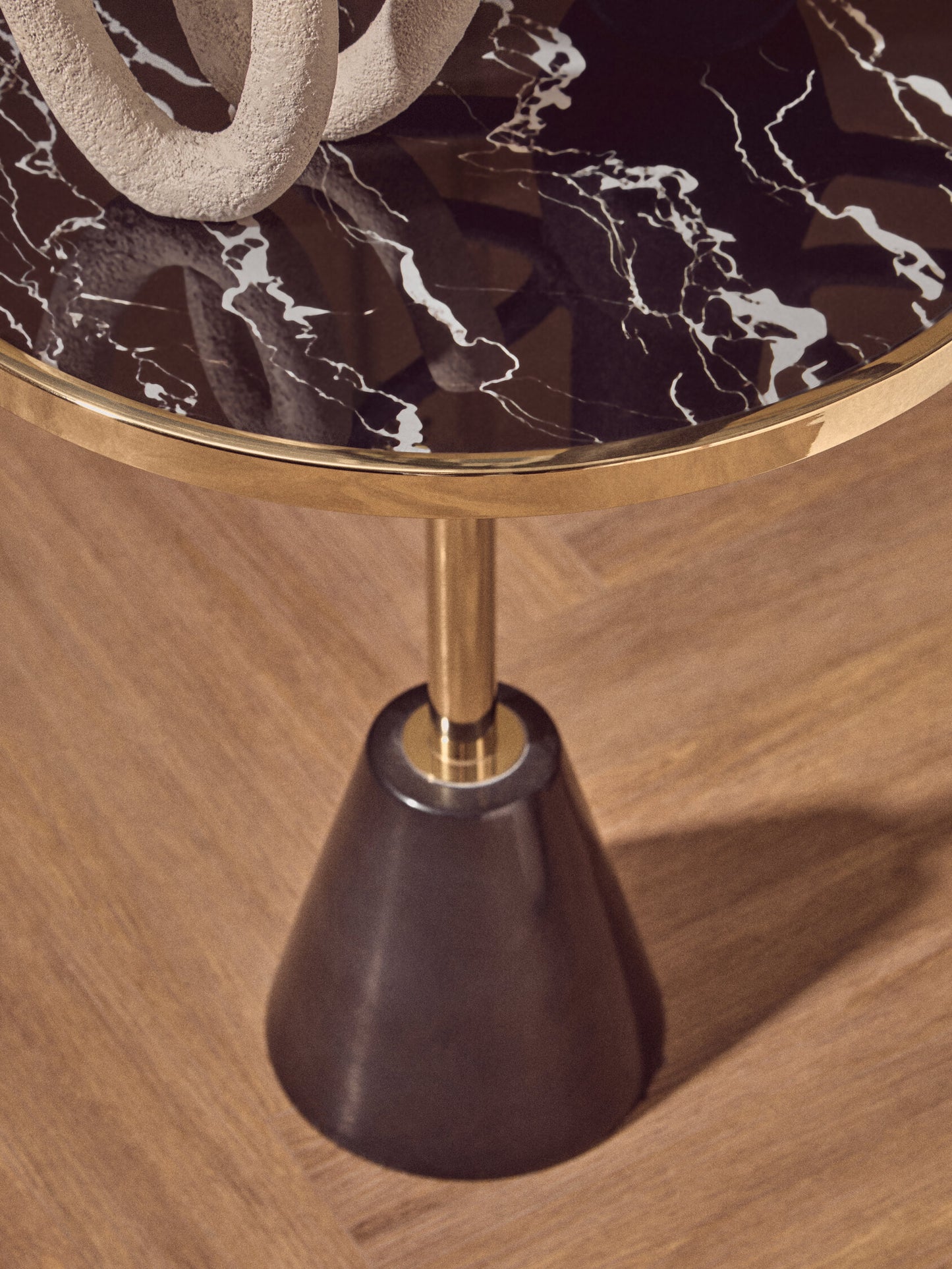 Mia Black Glass and Marble Base Side Table