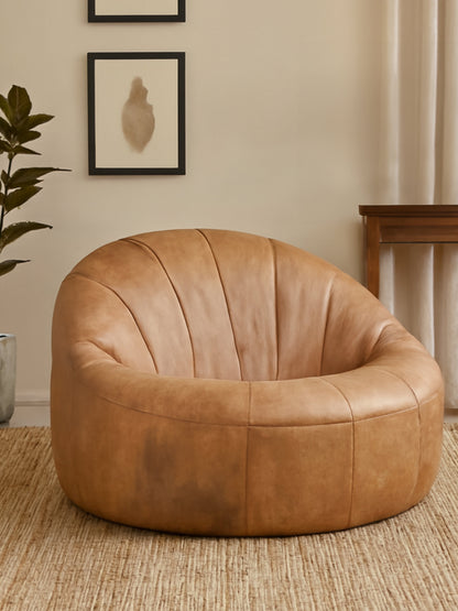 Brandon Light Brown Leather Lounge Cocoon Chair