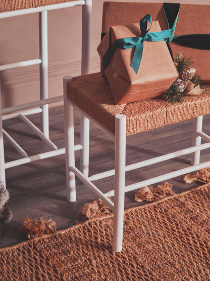 Bali Small Natural Rope and White Wood Bench