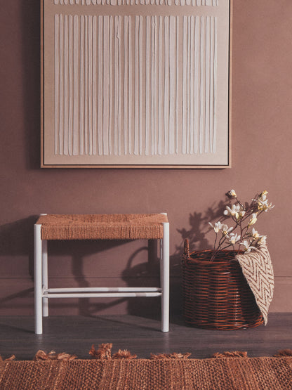 Bali Small Natural Rope and White Wood Bench