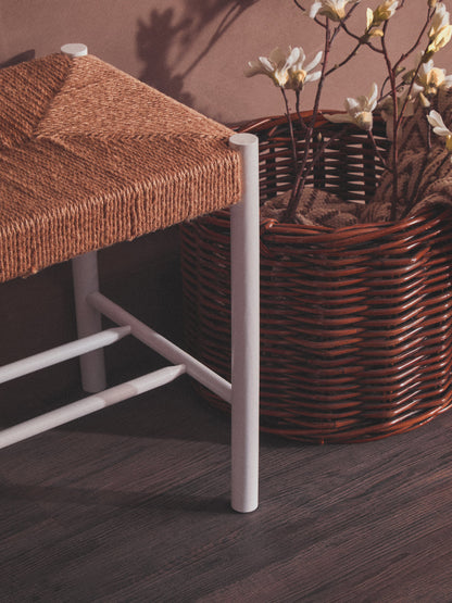 Bali Small Natural Rope and White Wood Bench