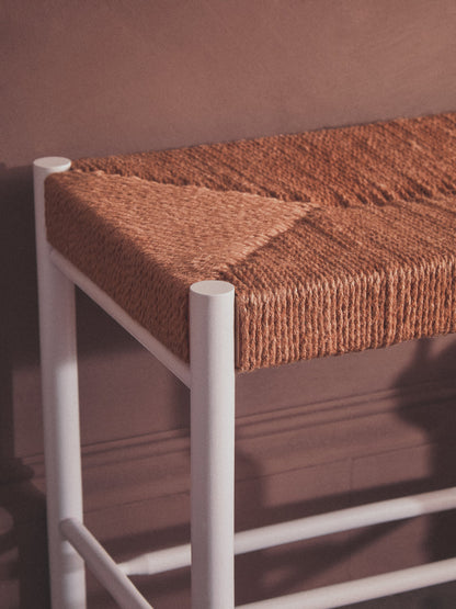 Bali Small Natural Rope and White Wood Bench
